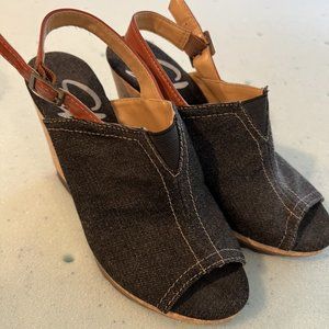 Skechers Denim Wedge Sandal Size 7